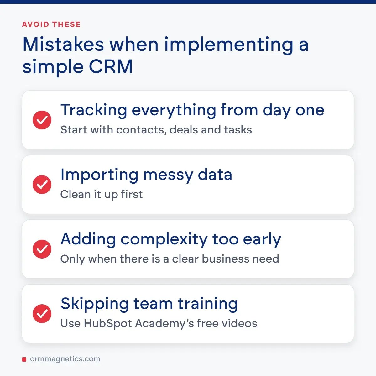 Mistakes when implementing a simple CRM